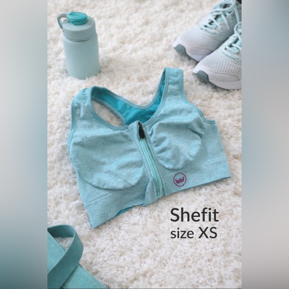Shefit sports Lounge Light Blue Sports Bra with Zipper